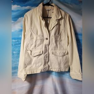 J. JILL  YELLOW DENIM BLAZER/ JACKET‎ LADIES SIZE large